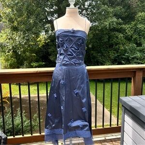 NWT Lela Rose Blue Floral Appliqué beaded pickups formal dress